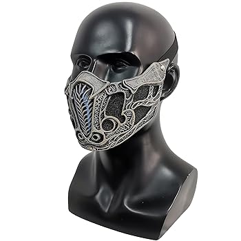 mk.0808ハロウィングッズ Amazon.com: Mortal Kombat Themed Face Mask Mask Medium Grey